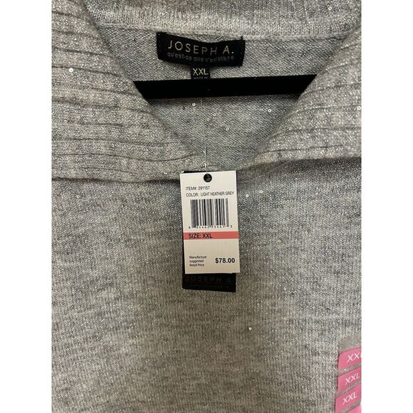 *NWT* Joseph A.‎ (Size XXL)Light Heather Gray Metallic Sparkle Boat Neck Sweater - Picture 1 of 3